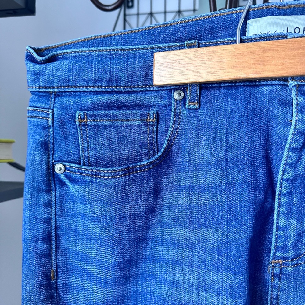 #2 LOFT JEANS SKINNY RAW RUFFLED LEGS BLUE SIZE 32 - Picture 9 of 9